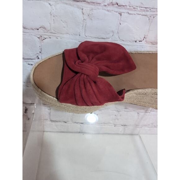 Valentino Garavani 40.5 Rosso Bow Suede Wedge Sandal Red Ankle Strap US 10.5 - Picture 4 of 16